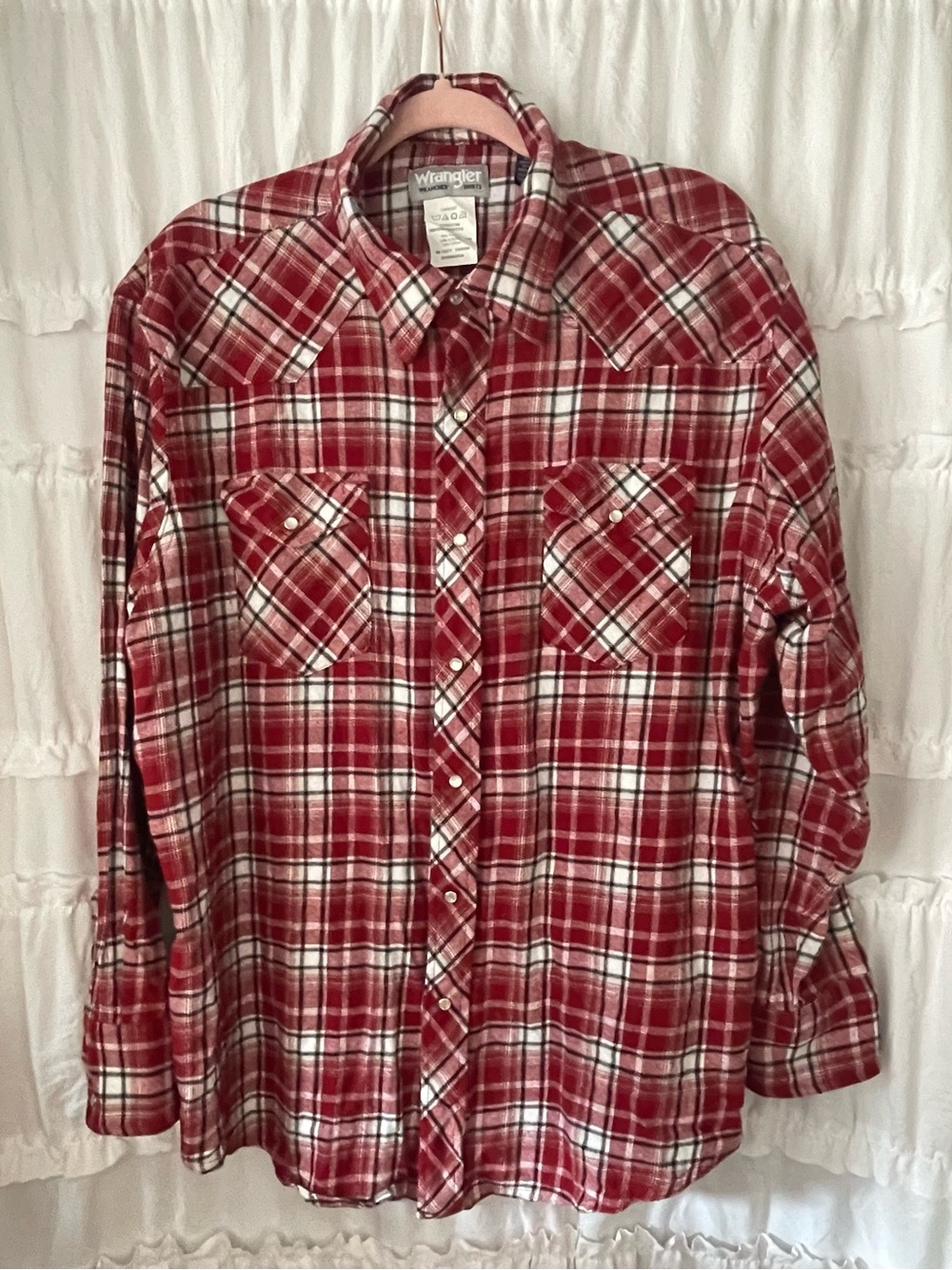 Wrangler Rancher Men’s 2XL Plaid Flannel Shirt Western Wear Pearl Snap Cowboy